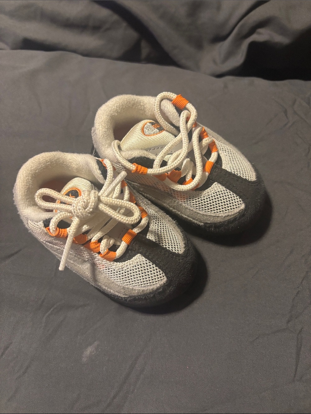 Nike White Gray and Orange Baby Walker Sneakers